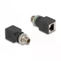 Delock Προσαρμογέας M12 X-codiert 8 Pin βύσμα αρσενικό σε υποδοχή θηλυκή RJ45 ευθύς