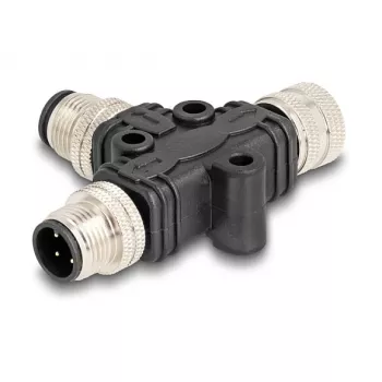 M12 T-Splitter A-kodiert 4-polig 1 x βύσμα αρσενικό σε 1 x βύσμα αρσενικό και 1 x υποδοχή θηλυκή παράλληλη σύνδεση