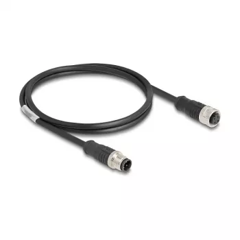 Delock Καλώδιο M12 D-kodiert 4 Pin βύσμα αρσενικό σε υποδοχή θηλυκή PVC 1 m