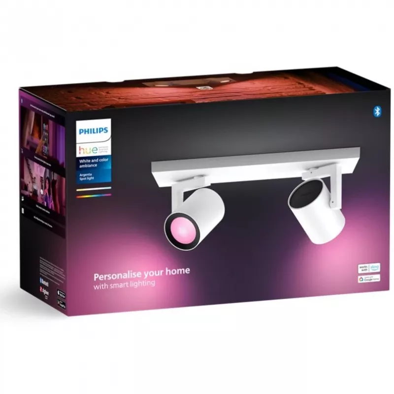 Philips Hue White&Col. Amb. Argenta Spot 2φλ. Λευκό 2x4,2W.