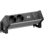 BACHMANN DESK2 ALU μαύρο 2xCEE7/3, 1xUSB C/C 65W L=0,2m (BM0022046)