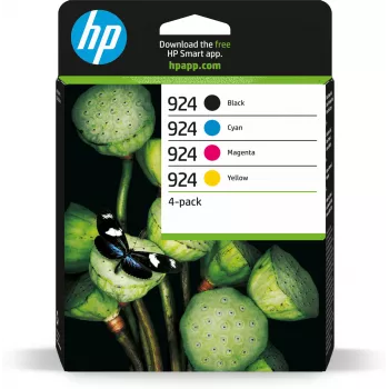 HP 924 CMYK Original Μελάνι 4 τεμ., Τυπική απόδοση, Μαύρο, Cyan, Magenta, Κίτρινο, 4 τεμ., 500 σελίδες, 400 σελίδες, Ατομική συσκευασία