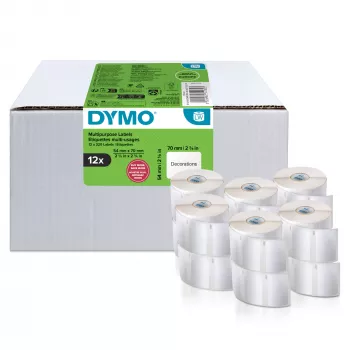 DYMO Authentic LabelWriter Ετικέτες πολλαπλών χρήσεων | 54 mm x 70 mm | Αυτοκόλλητες | 12 ρολά με 320 ετικέτες Easy-Peel (3.840 τεμ.) | για εκτυπωτές ετικετών LabelWriter | Κατασκευασμένες στην Ευρώπη