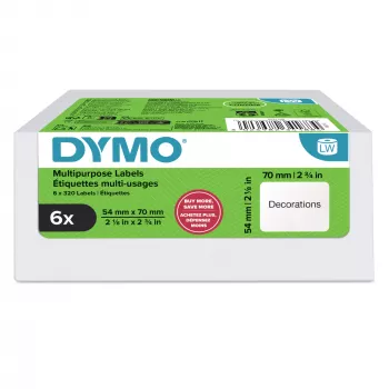 DYMO Original LabelWriter Ετικέτες πολλαπλών χρήσεων | 54 mm x 70 mm | αυτοκόλλητες | 6 ρολά με 320 εύκολα αποσπώμενες ετικέτες το καθένα (1.920 τεμ.) | για εκτυπωτές ετικετών LabelWriter | Κατασκευασμένες στην Ευρώπη