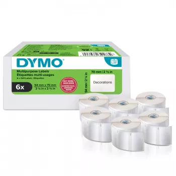DYMO Original LabelWriter Ετικέτες πολλαπλών χρήσεων | 54 mm x 70 mm | αυτοκόλλητες | 6 ρολά με 320 εύκολα αποσπώμενες ετικέτες το καθένα (1.920 τεμ.) | για εκτυπωτές ετικετών LabelWriter | Κατασκευασμένες στην Ευρώπη