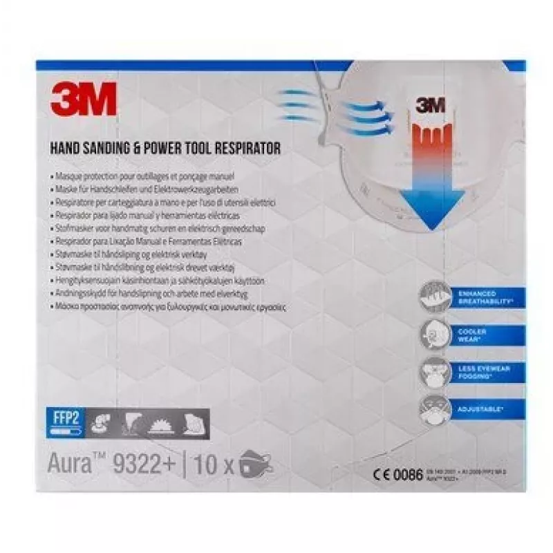 3M 9322PRO10 μάσκα σκόνης 10 τεμ. καλάθι FFP2