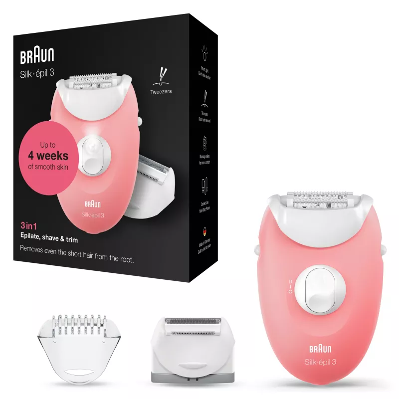 Braun Silk-epil 3-277 αποτριχωτική συσκευή, λευκό/ροζ