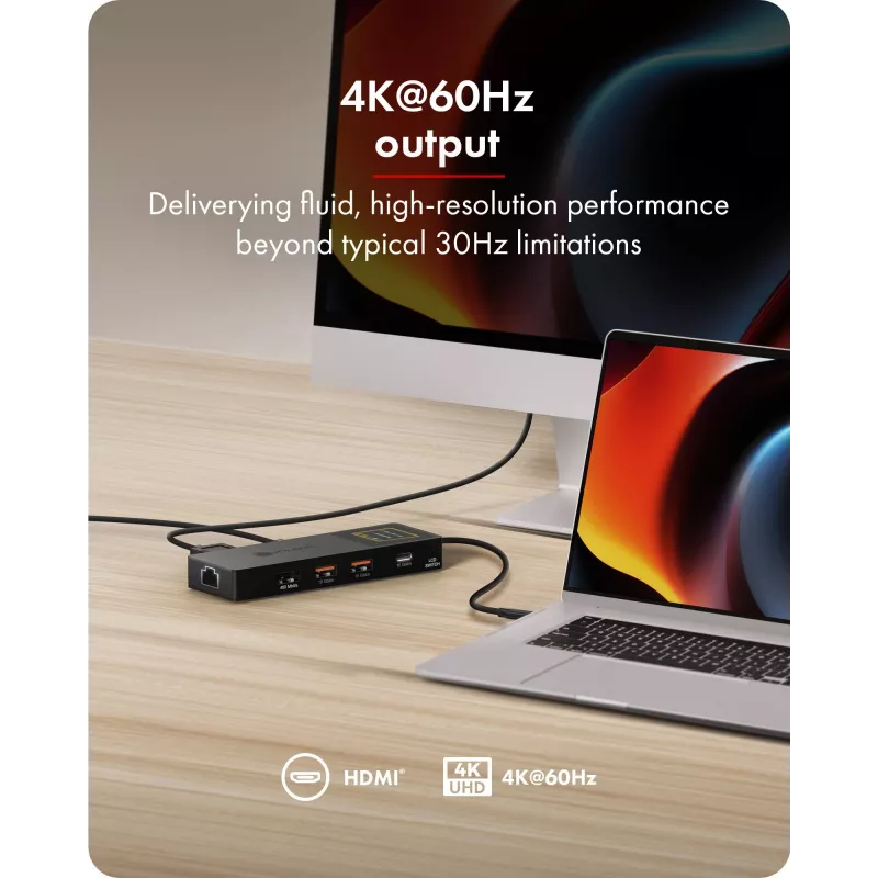 ICY BOX Spade Dock 4038, βάση σύνδεσης 7 σε 1 με οθόνη LCD και PD 100 W