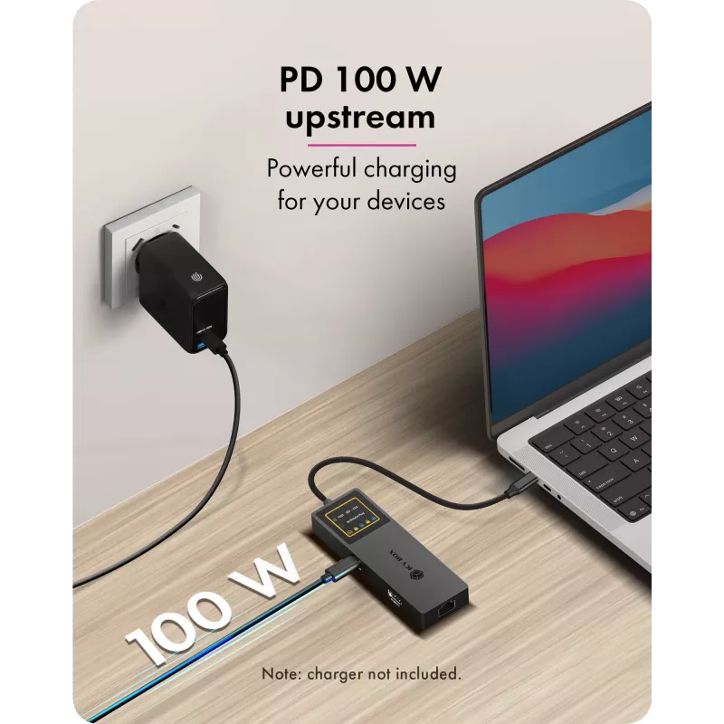 ICY BOX Spade Dock 4038, βάση σύνδεσης 7 σε 1 με οθόνη LCD και PD 100 W