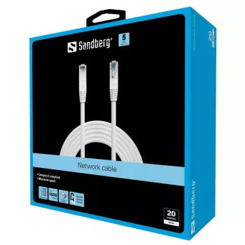 Sandberg Καλώδιο δικτύου UTP Cat6 20 m, 20 m, Cat6, U/UTP (UTP), RJ-45, RJ-45, Λευκό