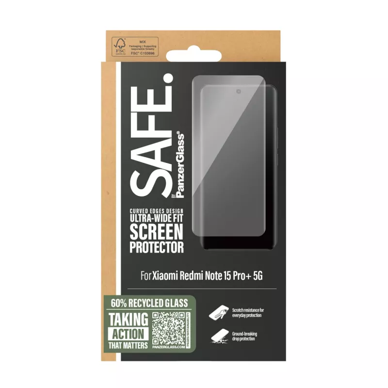 PanzerGlass SAFE. by ® Προστασία οθόνης Xiaomi Redmi Note 15 Pro+ 5G | Ultra-Wide Fit