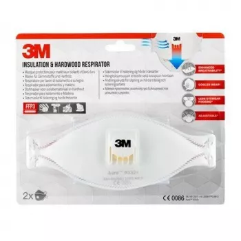 3M Aura Comfort Cool Flow 9332+ FFP3 NR D Μάσκες αναπνευστικής προστασίας μίας χρήσης, 2 τεμ. (9332C2)