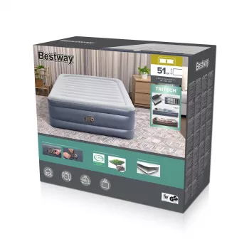 Bestway Tritech Στρώμα αέρος Queen με ενσωματωμένη AC-Pumpe και αντιμικροβιακή επικάλυψη 2,03 m x 1,52 m x 51 cm