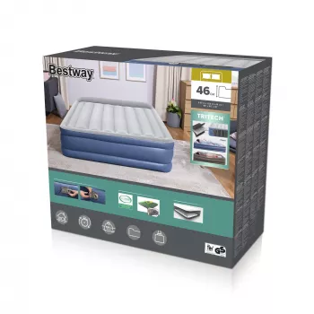 Bestway Tritech Κρεβάτι αέρος Queen με ενσωματωμένη AC-Pumpe και αντιμικροβιακή επικάλυψη 2,03 m x 1,52 m x 46 cm