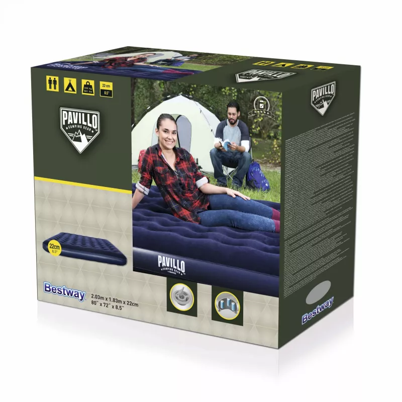 Bestway Flocked Airbed – King – 2,03 m x 1,83 m x 22 cm, Διπλό στρώμα