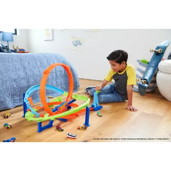 Hot Wheels Action Loop Cyclone Challenge σετ πίστας με αυτοκινητάκι κλίμακας 1:64, εύκολη αποθήκευση