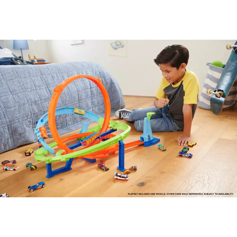 Hot Wheels Action Loop Cyclone Challenge σετ πίστας με αυτοκινητάκι κλίμακας 1:64, εύκολη αποθήκευση