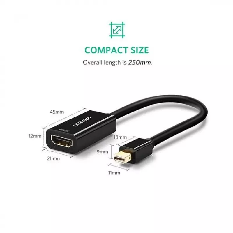 Ugreen 40360 καλώδιο-αντάπτορας βίντεο 0,25 m Mini DisplayPort HDMI μαύρο