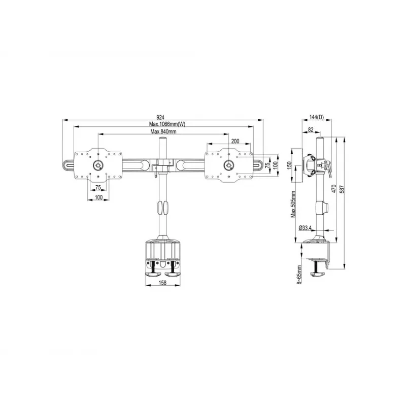 Multibrackets M VESA Desktopmount Dual Desk Clamp 24 inch-32 inch
