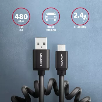 Axagon BUMM-AM10TB Καλώδιο USB USB 2.0 0,6 m Micro-USB B USB A 0,48 Gbit/s Μαύρο