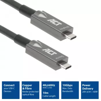 ACT USB-C 3.2 Gen2 Active Optical καλώδιο (AOC) καλώδιο σύνδεσης, 10 m