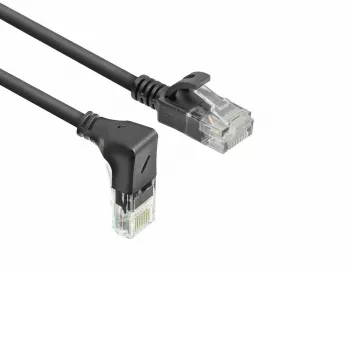 ACT Μαύρο 1,5 m U/UTP CAT6A LSZH Slimline καλώδιο patch με βύσματα RJ45 90° γωνιακό προς τα κάτω σε ευθύ