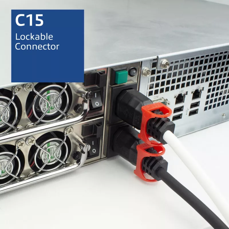 ACT Καλώδιο τροφοδοσίας C14 IEC Lock+ Dual Locking - C15 IEC Lock+ λευκό 2 m, PC3875
