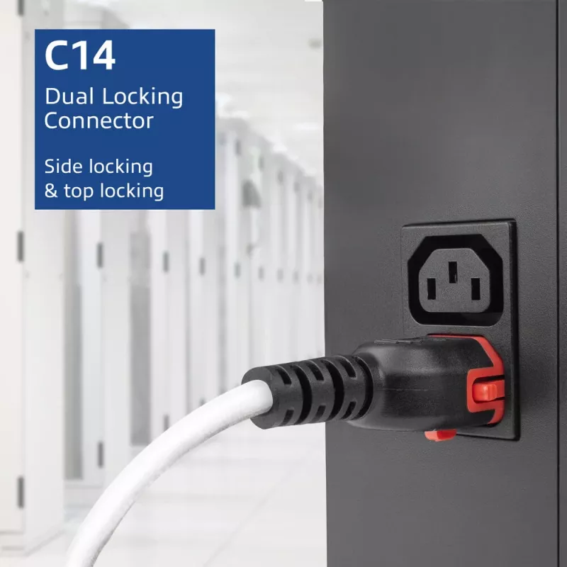 ACT Καλώδιο τροφοδοσίας C14 IEC Lock+ Dual Locking - C15 IEC Lock+ λευκό 2 m, PC3875