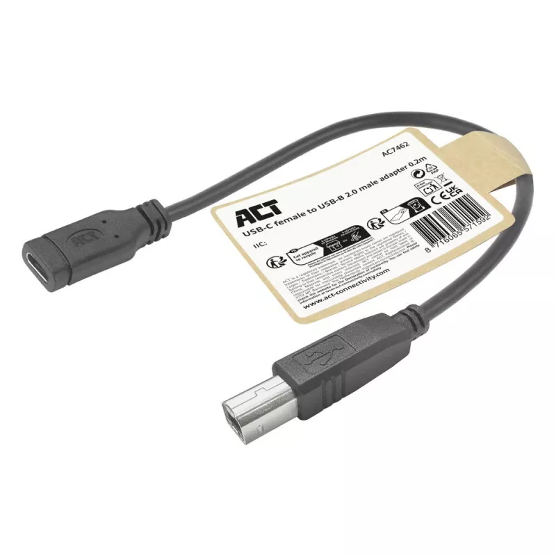 ACT Υποδοχή USB-C σε USB-B 2.0 Καλώδιο προσαρμογέα εκτυπωτή 0,2 m
