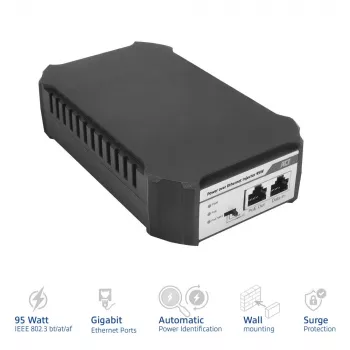 ACT PoE-Injector 95W IEEE 802.3bt, Gigabit Ethernet, 1000 Mbit/s, 10/100/1000, PoE++ (4PPoE), IEEE 802.3af, IEEE 802.3at, IEEE 802.3bt, Cat6a