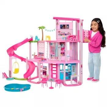Barbie Dreamhouse Σπίτι Κούκλας με Πισίνα & Τσουλήθρα - 75+ Μέρη (HMX10)