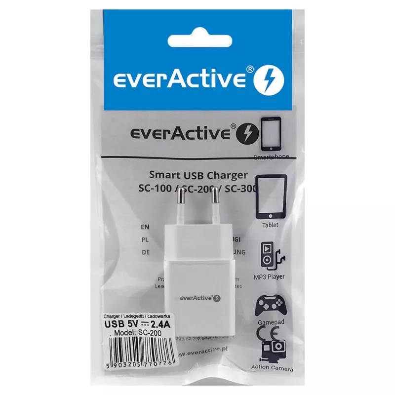 everActive SC-200 Φορτιστής τοίχου USB-A 2,4 A 12 W Λευκό