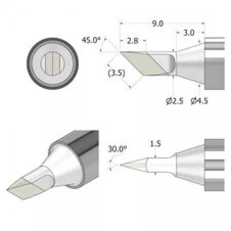 iFixit FixHub Μύτη συγκόλλησης Μαχαίρι 2,5 mm Ασημί
