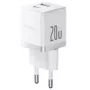 Baseus Palm 20W Φορτιστής Τοίχου USB-C + USB-A, Λευκό