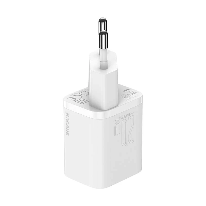 Baseus Super Si Γρήγορος φορτιστής 20W USB-C με καλώδιο (λευκό)