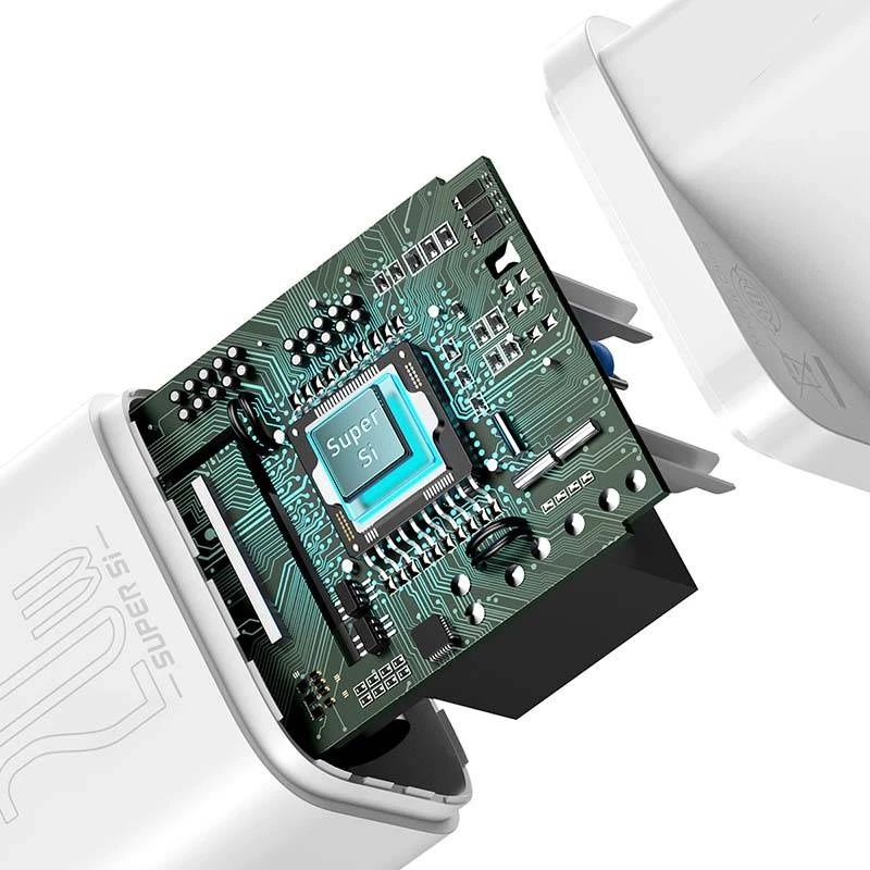 Baseus Super Si Γρήγορος φορτιστής 20W USB-C με καλώδιο (λευκό)