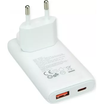 VALUE Φορτιστής Τοίχου USB, Βύσμα EU/US, 2x USB (A+C), 65W