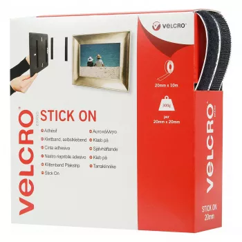 VELCRO Αυτοκόλλητη Ταινία Γάντζου και Βρόχου 20mm x 10m Μαύρο