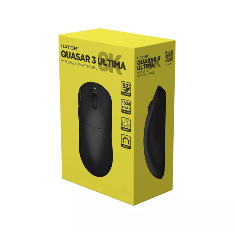 Hator Quasar 3 Ultima 8K Ασύρματο Gaming Ποντίκι Μαύρο