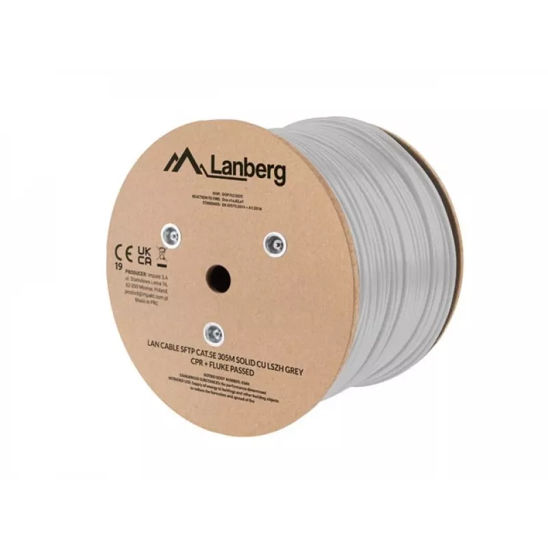 LANBERG SFTP Cat.5e 305m Solid Copper LSZH Καλώδιο Δικτύου Γκρι