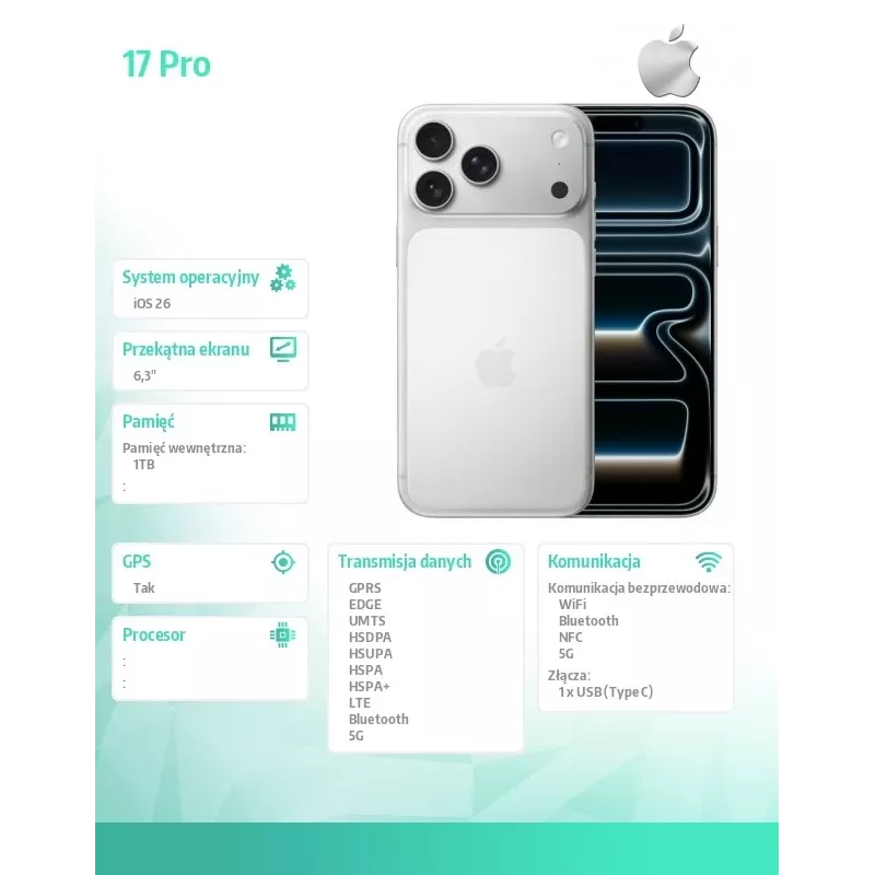 Apple iPhone 17 Pro 1TB Ασημί