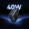 USAMS T70 40W 2xUSB-A 2xUSB-C τροφοδοτικό μαύρο