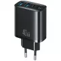 USAMS T70 40W 2xUSB-A 2xUSB-C τροφοδοτικό μαύρο