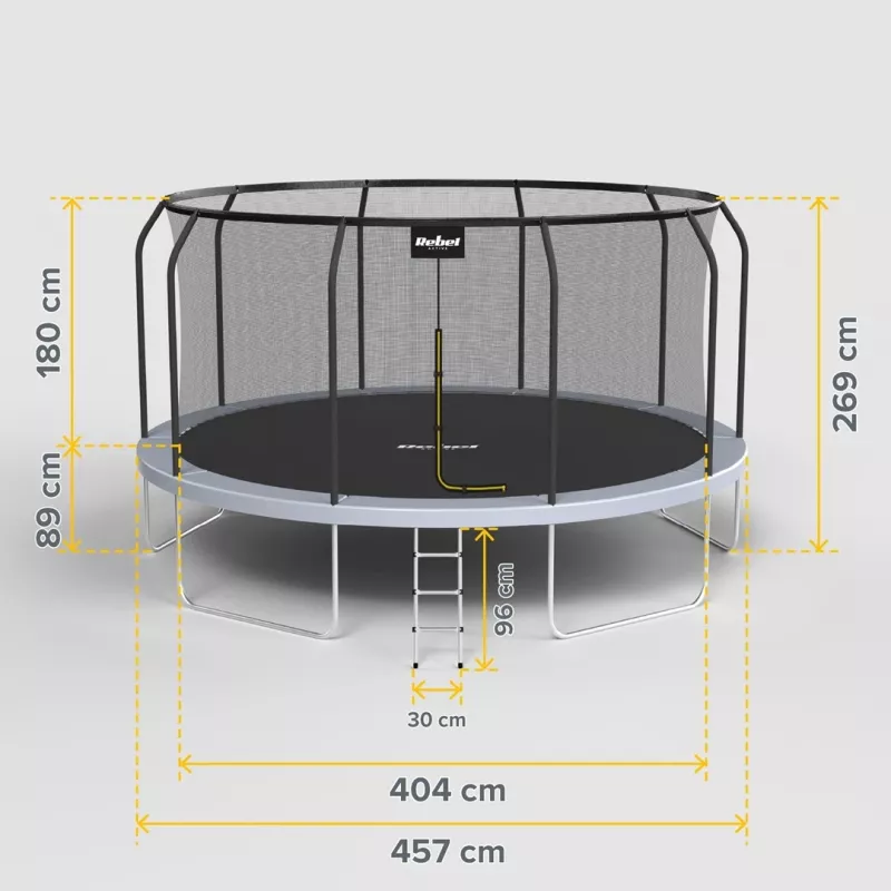 REBEL Active Trampoline PRO 15ft/457cm - Μαύρο/Μπλε