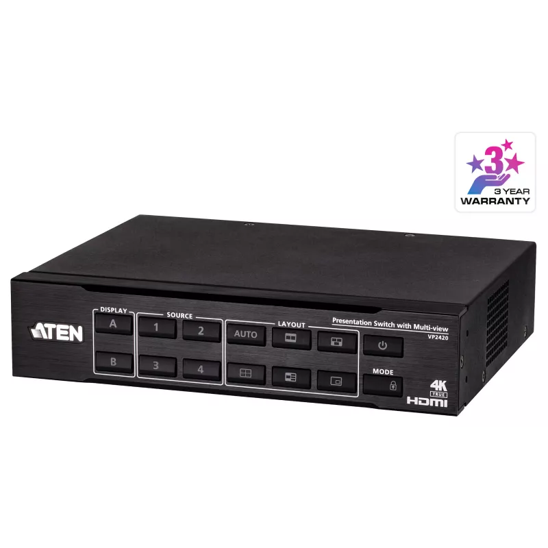 ATEN VP2420 4x2 True 4K διακόπτης matrix παρουσίασης με Multi View