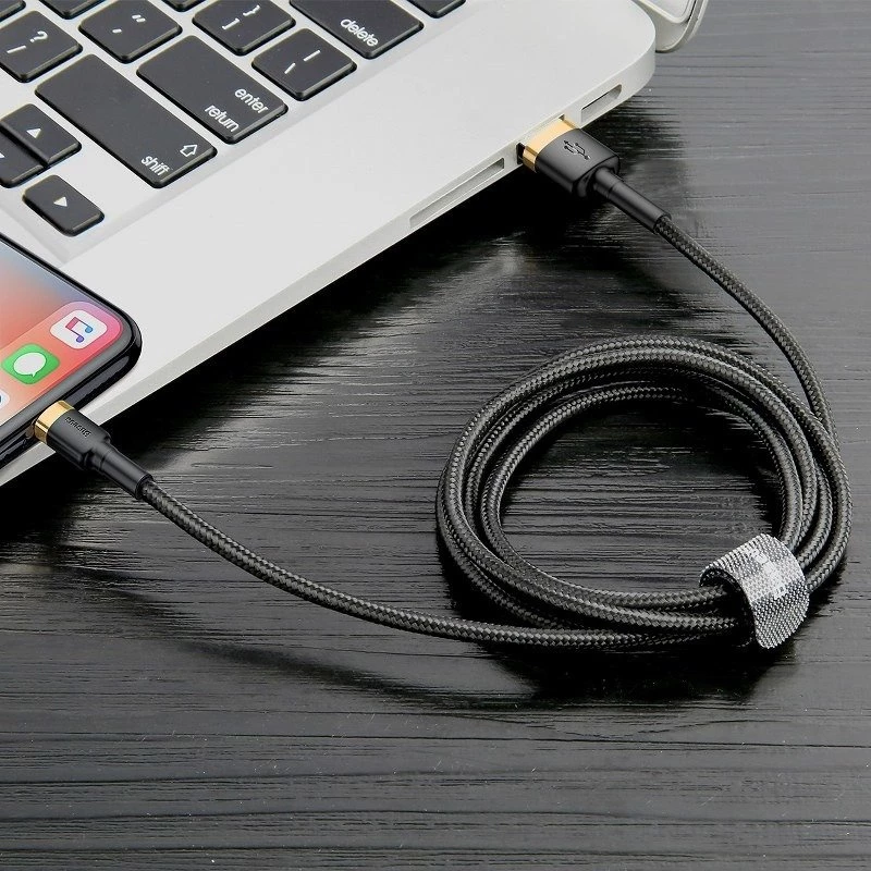 Baseus Cafule Καλώδιο Lightning σε USB-A 1m Μαύρο/Χρυσό