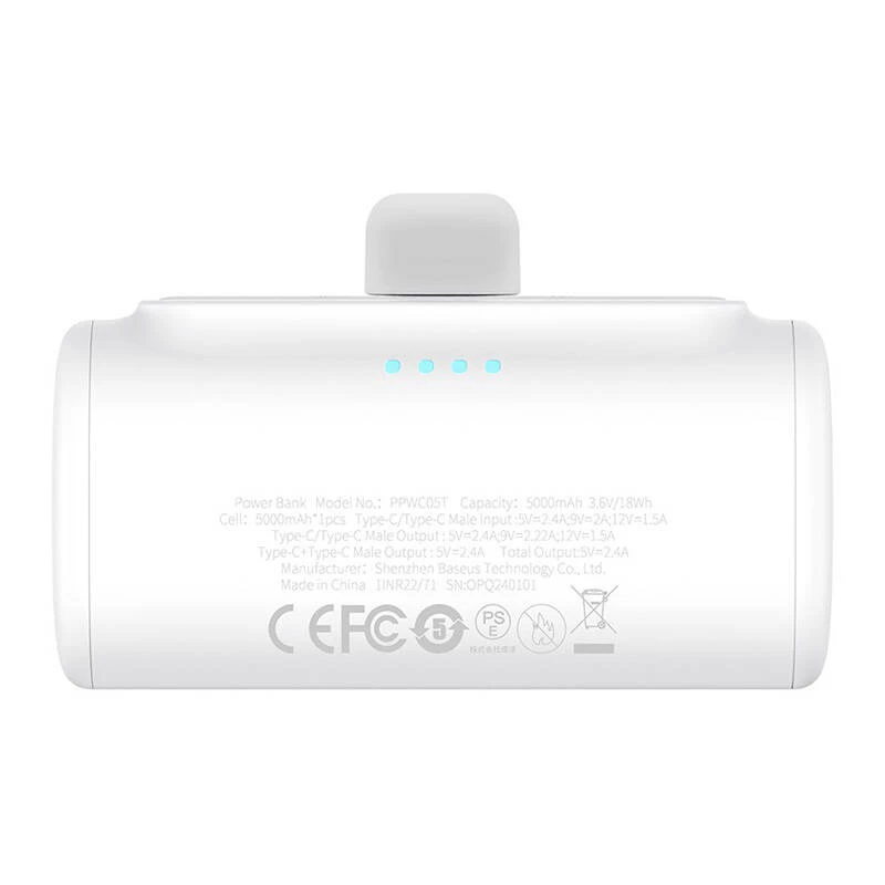 Baseus Compact 5000mAh 20W USB-C Power Bank Λευκό