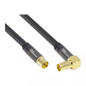 Good Connections Καλώδιο Κεραίας SAT SmartFLEX, IEC/Coax Βύσμα αρσενικό Γωνιακό σε Υποδοχή θηλυκή, Επιχρυσωμένο, Τετραπλά Θωρακισμένο, 120 dB, Μαύρο, 2 m