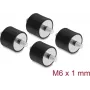 Delock Αποσβεστήρες κραδασμών M6 x 1 mm D 25 x H 20 mm με 2 x εξωτερικό σπείρωμα 4 τεμ. μαύρο (60815)
