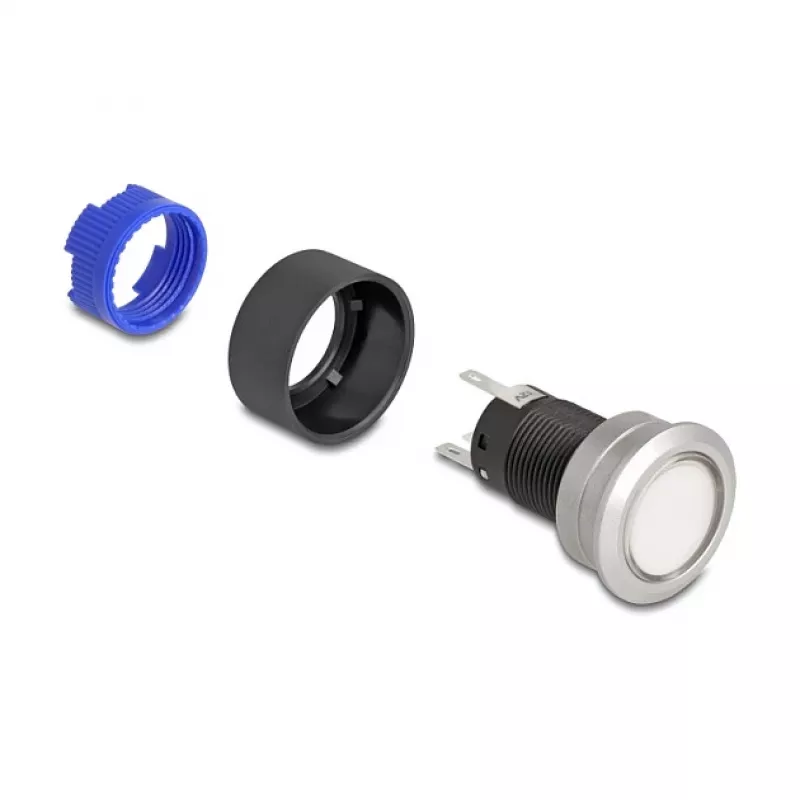 Delock Διακόπτης push button 22 mm Επίπεδο πλαστικό Λευκό LED